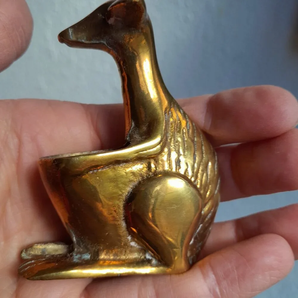 Vintage Brass Kangaroo 3" Incense Burner Miniature with Pouch Pocket Figurine - Picture 7 of 11